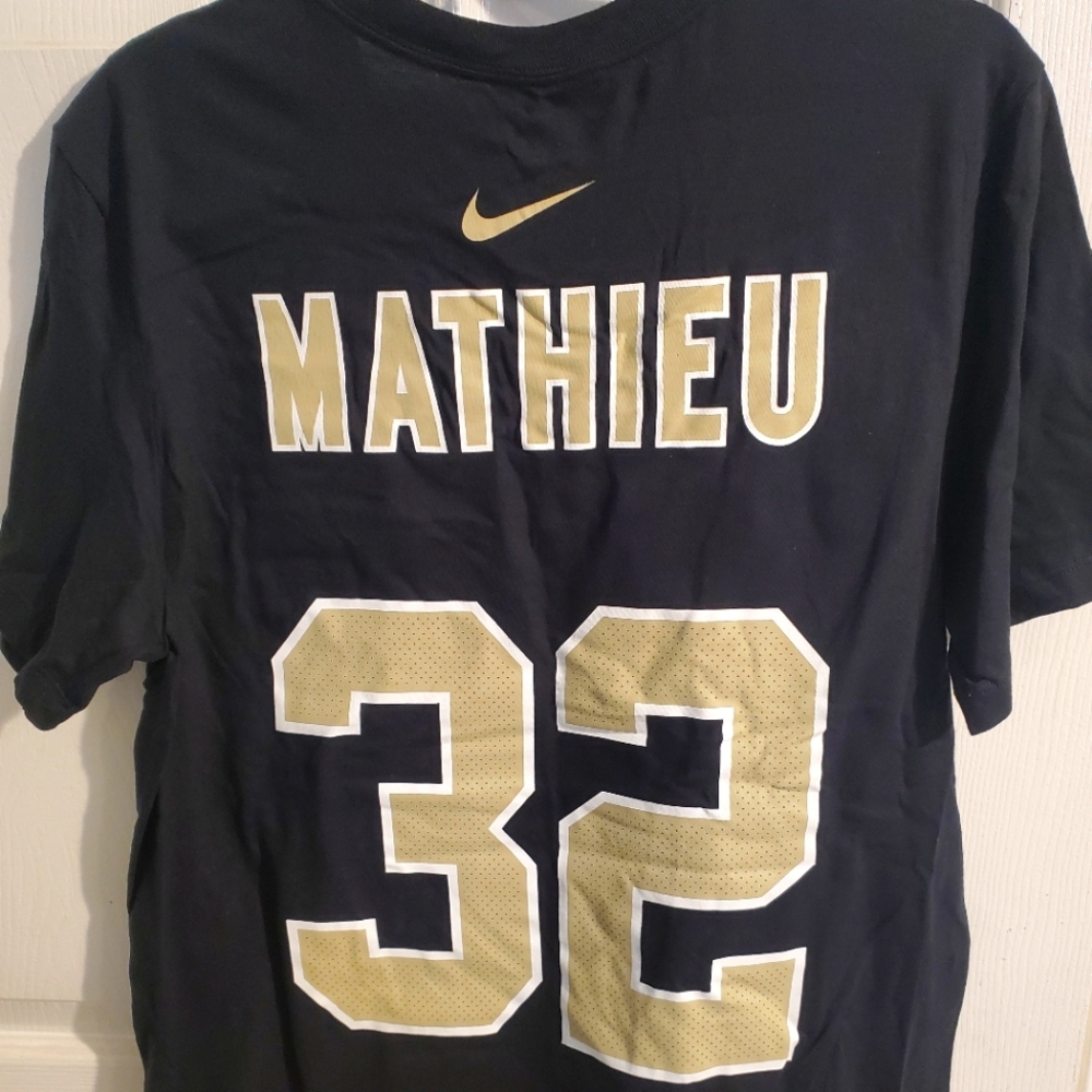 Tyrann Mathieu nike shirt, black and gold